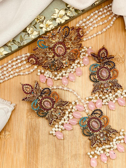 Noratan Chokar Necklace set-2526 Nayab Jewellery