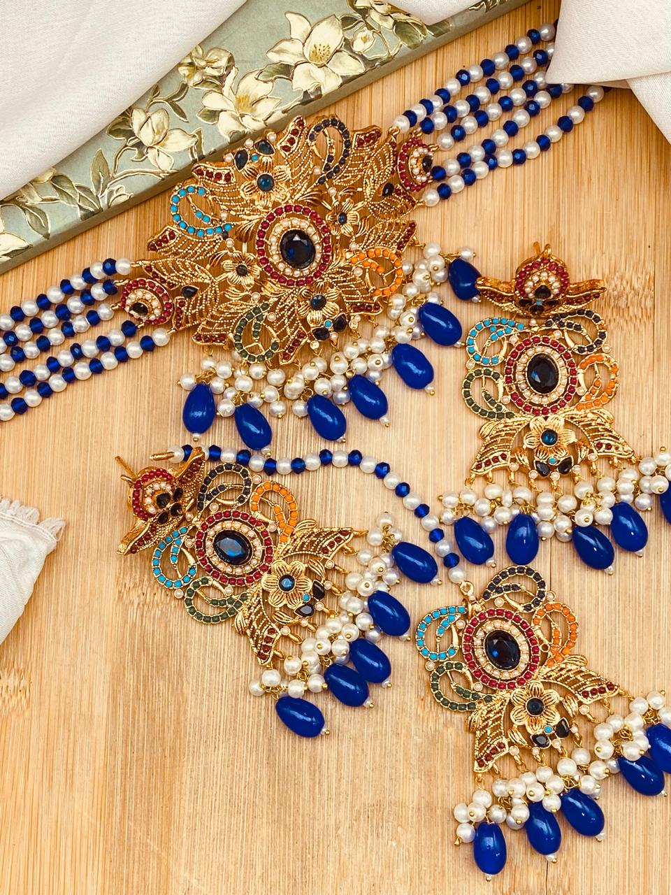 Noratan Chokar Necklace set-2526 Nayab Jewellery