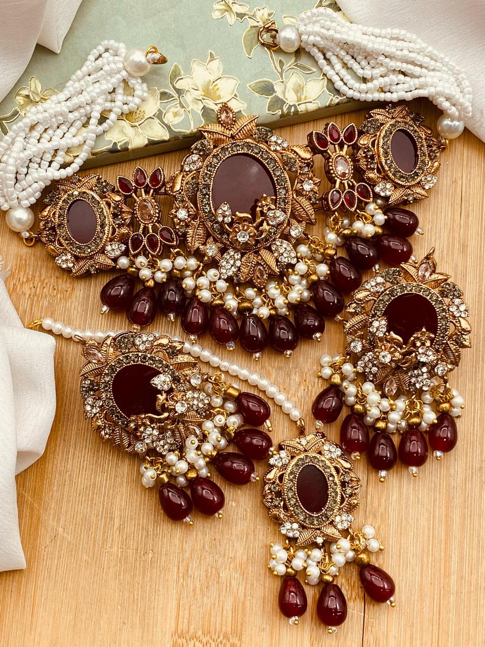 Turkish Izmir  Chokar Necklace set-2529 Nayab Jewellery
