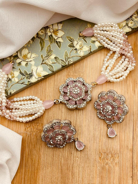 Zirconia Sun flower Chokar set-2573-Golden (Copy) Nayab Jewellery