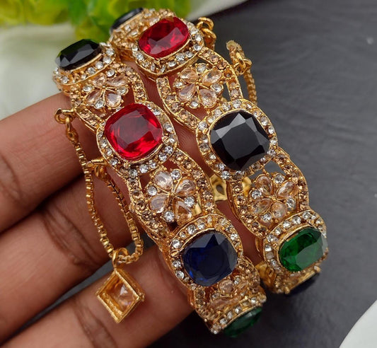 Doublet stones Openable Bangles (pair)-2587- Nayab Jewellery