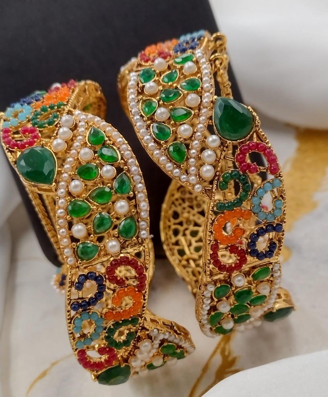 Marquise cut Openable Bangles (pair)-2591 Nayab Jewellery