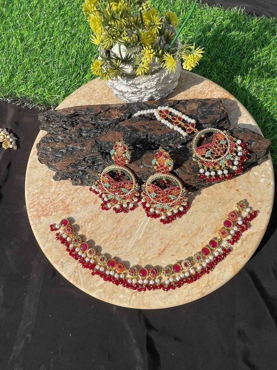 Noratan Necklace set with Tika-2614 Nayab Jewellery