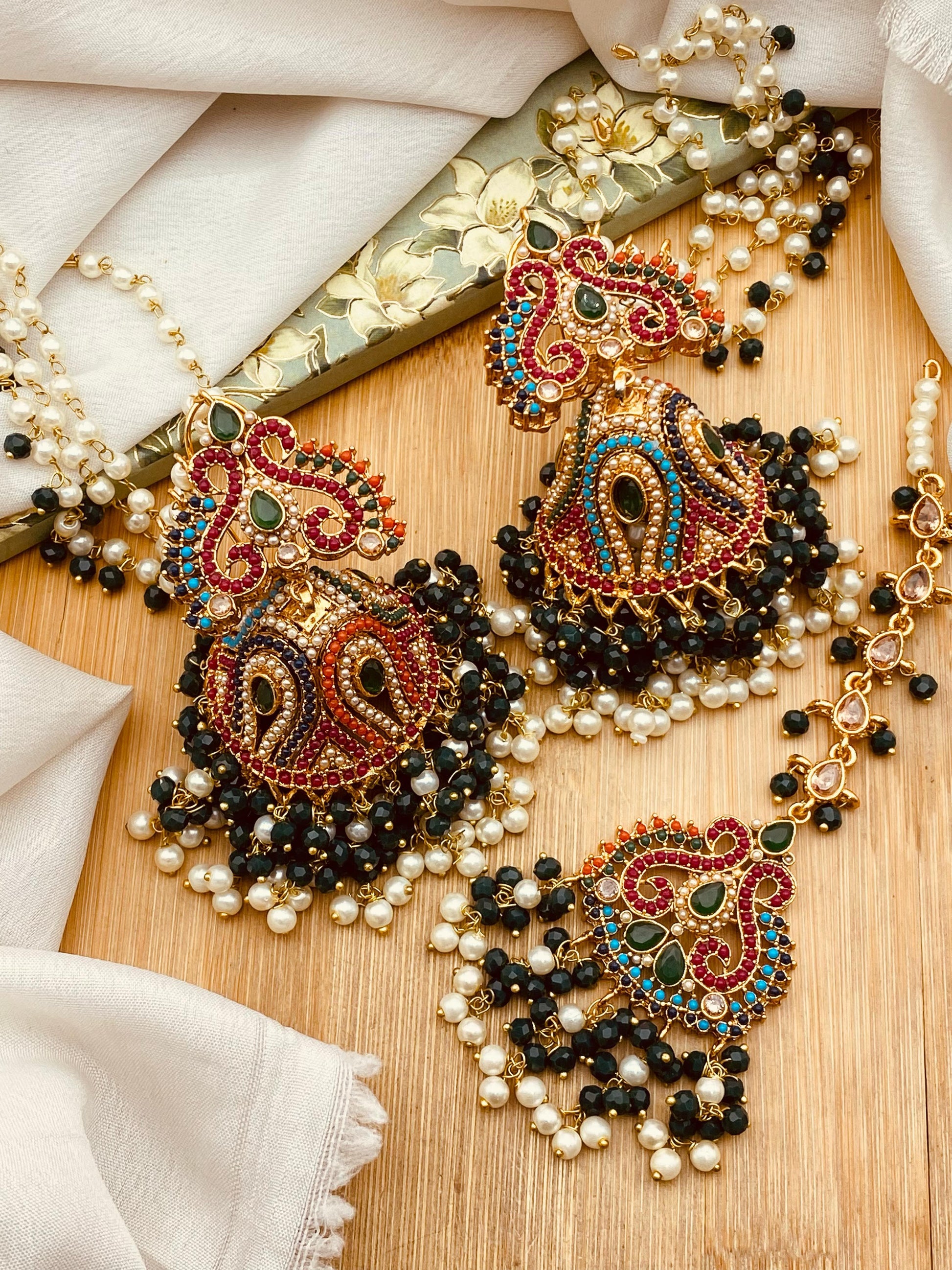 Noratan Sahara Jhumka with Tika-2617 Nayab Jewellery