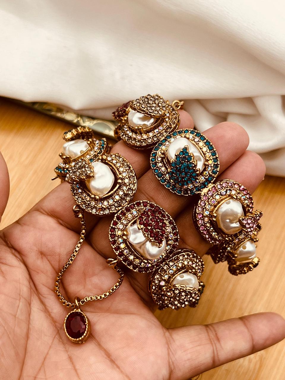 Turkish Mother Pearl Openable Bangles (pair)-2654 Nayab Jewellery