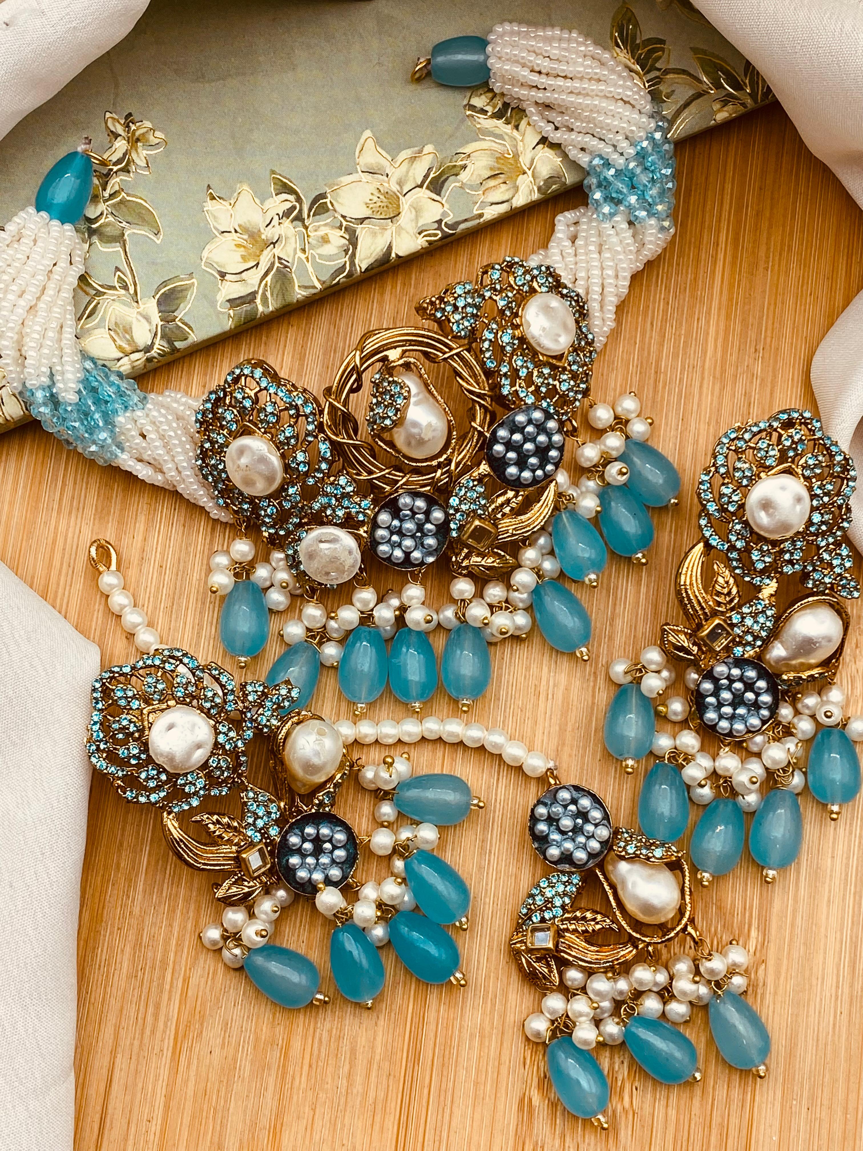Turkish Mother Pearl Chokar Set-2695 Nayab Jewellery