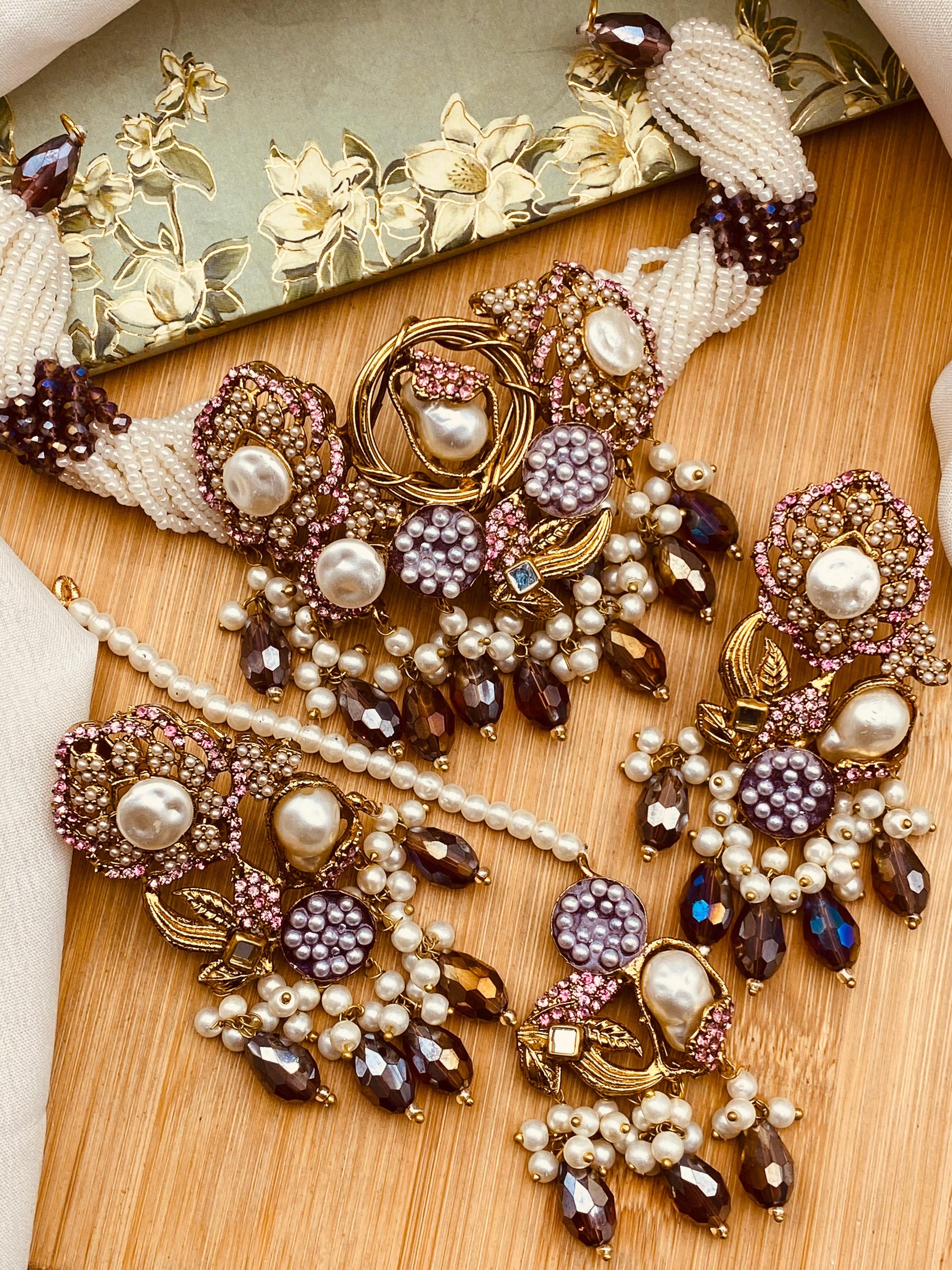 Turkish Mother Pearl Chokar Set-2695 Nayab Jewellery