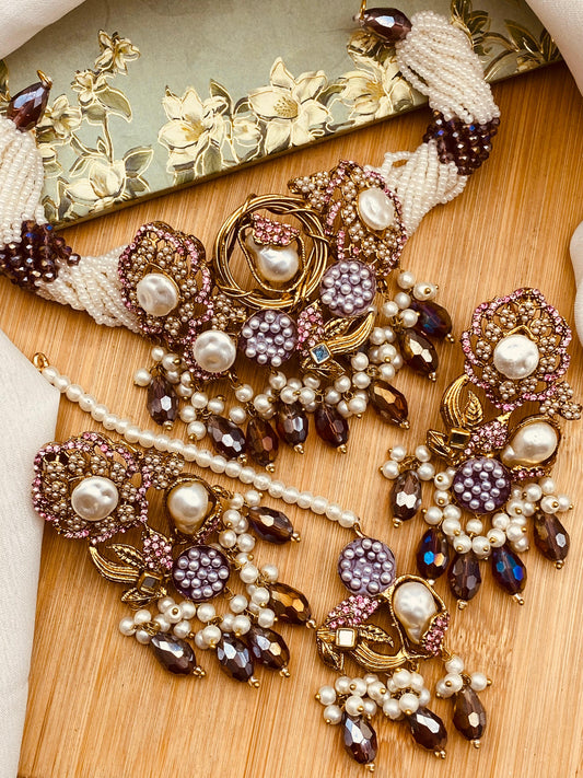 Turkish Mother Pearl Chokar Set-2695 Nayab Jewellery
