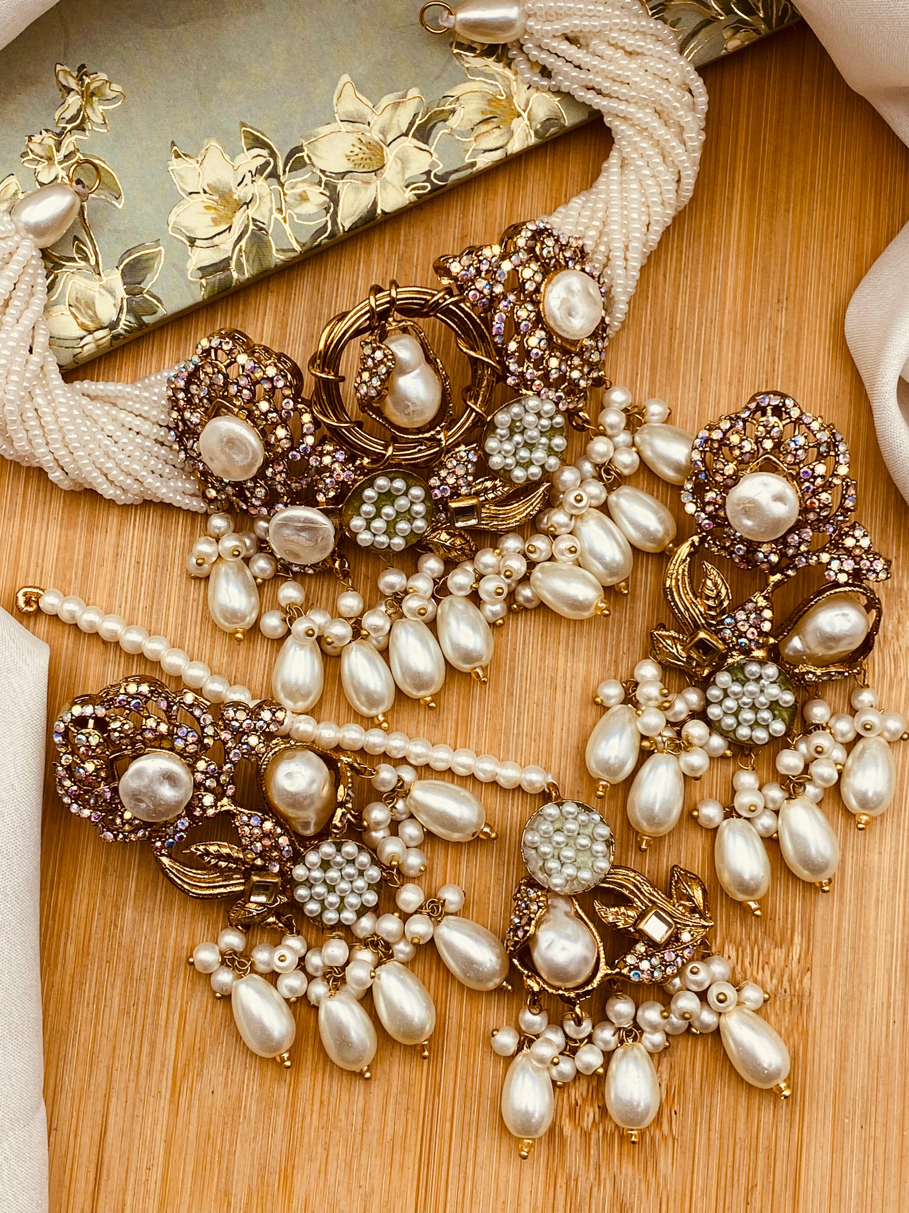Turkish Mother Pearl Chokar Set-2695 Nayab Jewellery