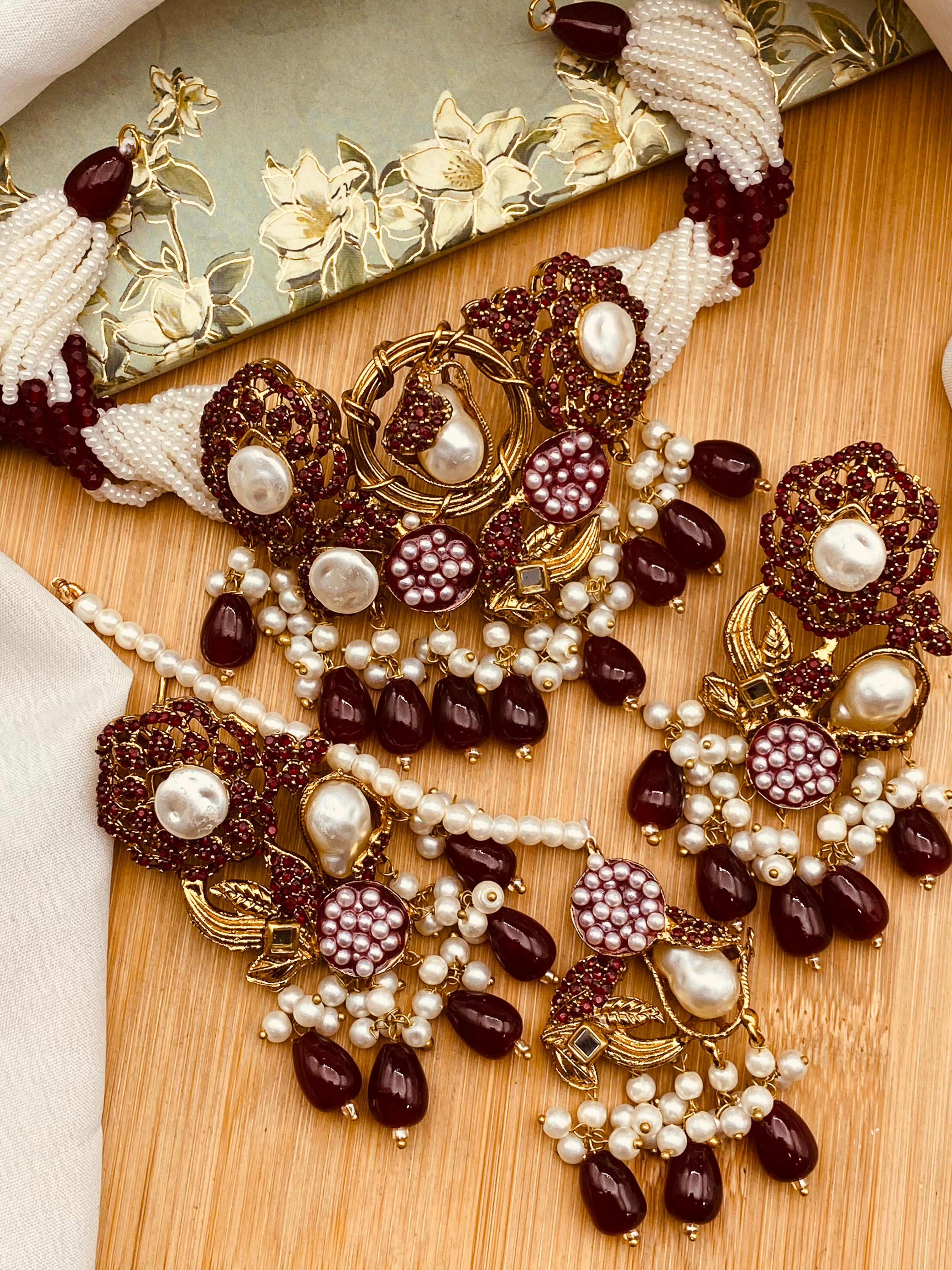 Turkish Mother Pearl Chokar Set-2695 Nayab Jewellery
