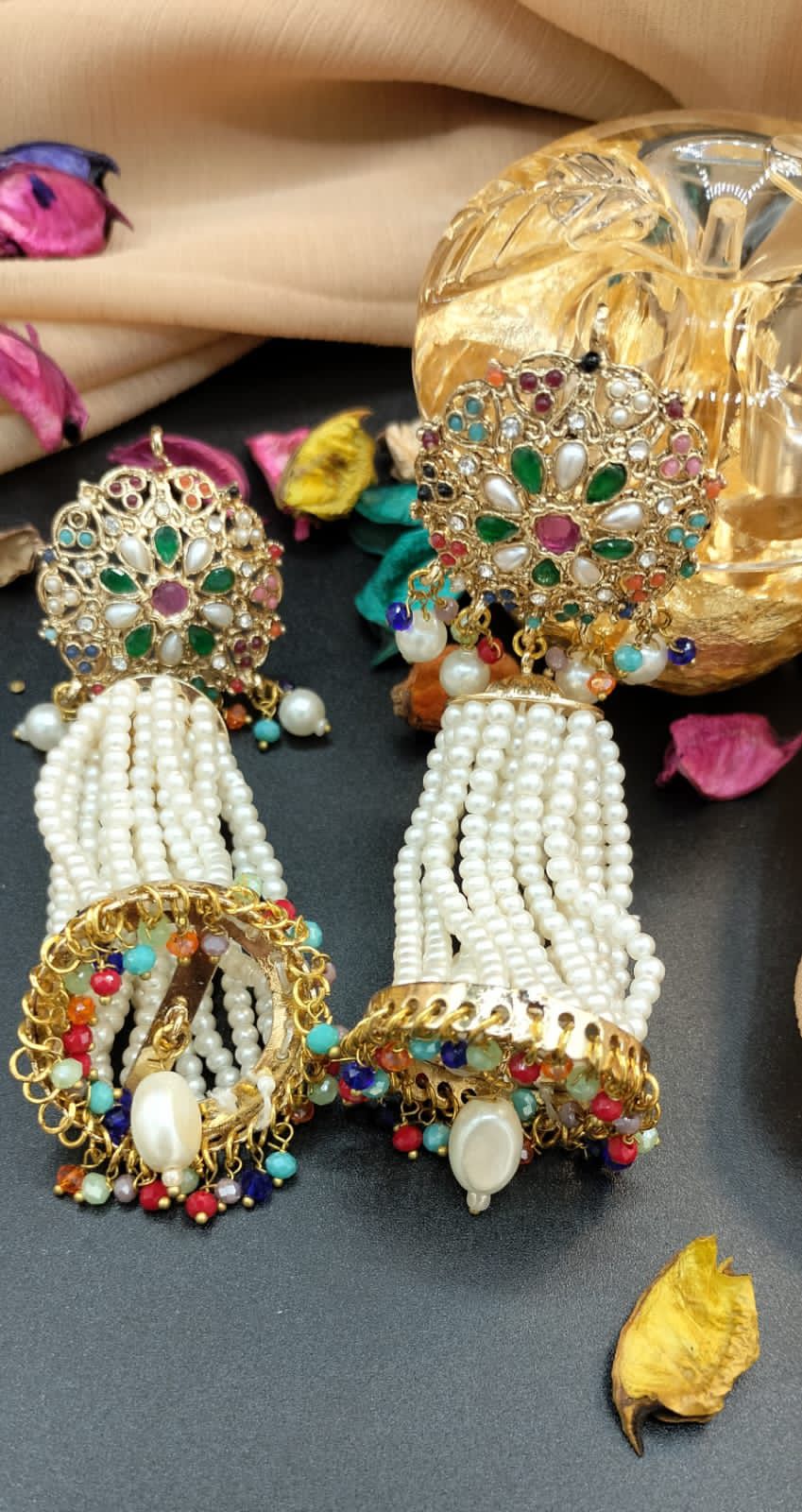 Gold plated Hyedrabadi Pearl Jhumka-2703 Nayab Jewellery