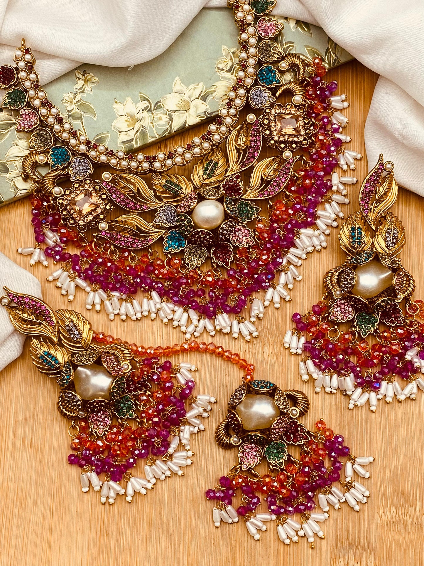 Mother Pearl Noratan Bridal Necklace set-2713 Nayab Jewellery