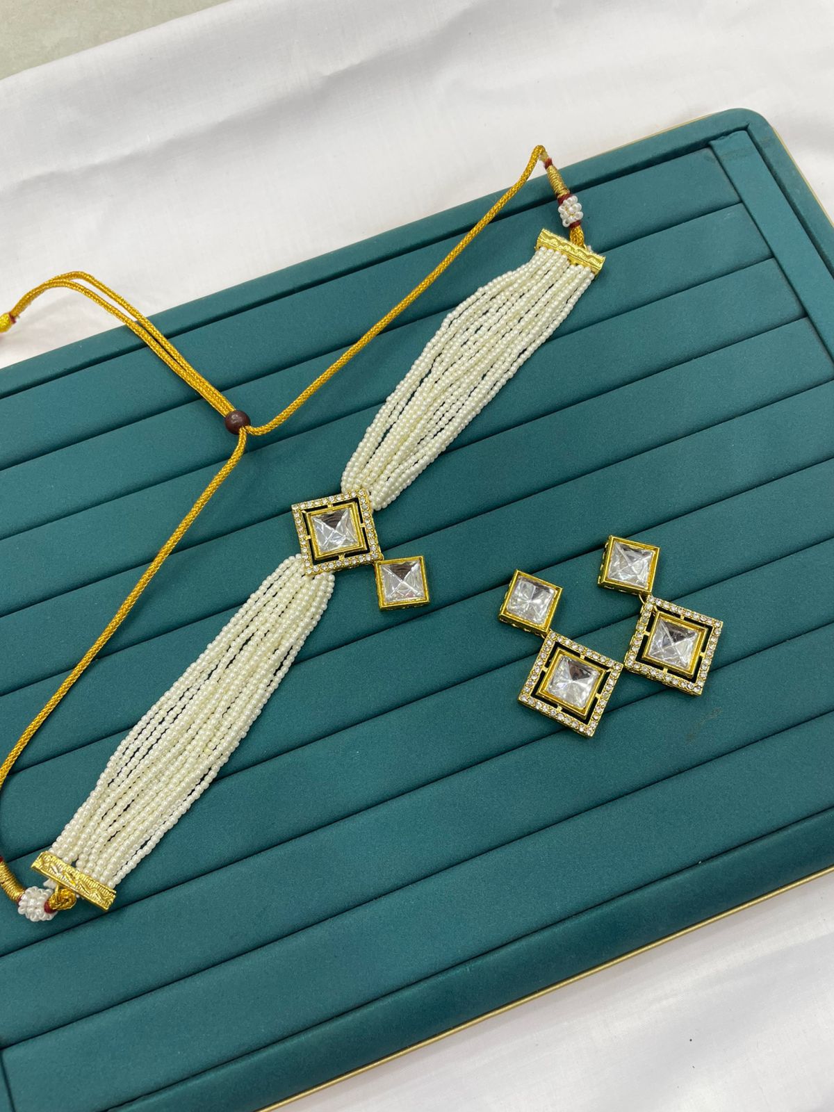 Indian Uncut Saqure Kundan Chokar set-2717 Nayab Jewellery