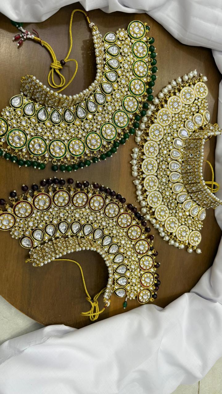Indian Dubi Kundan 7 pcs Birdal Set-2719 Nayab Jewellery