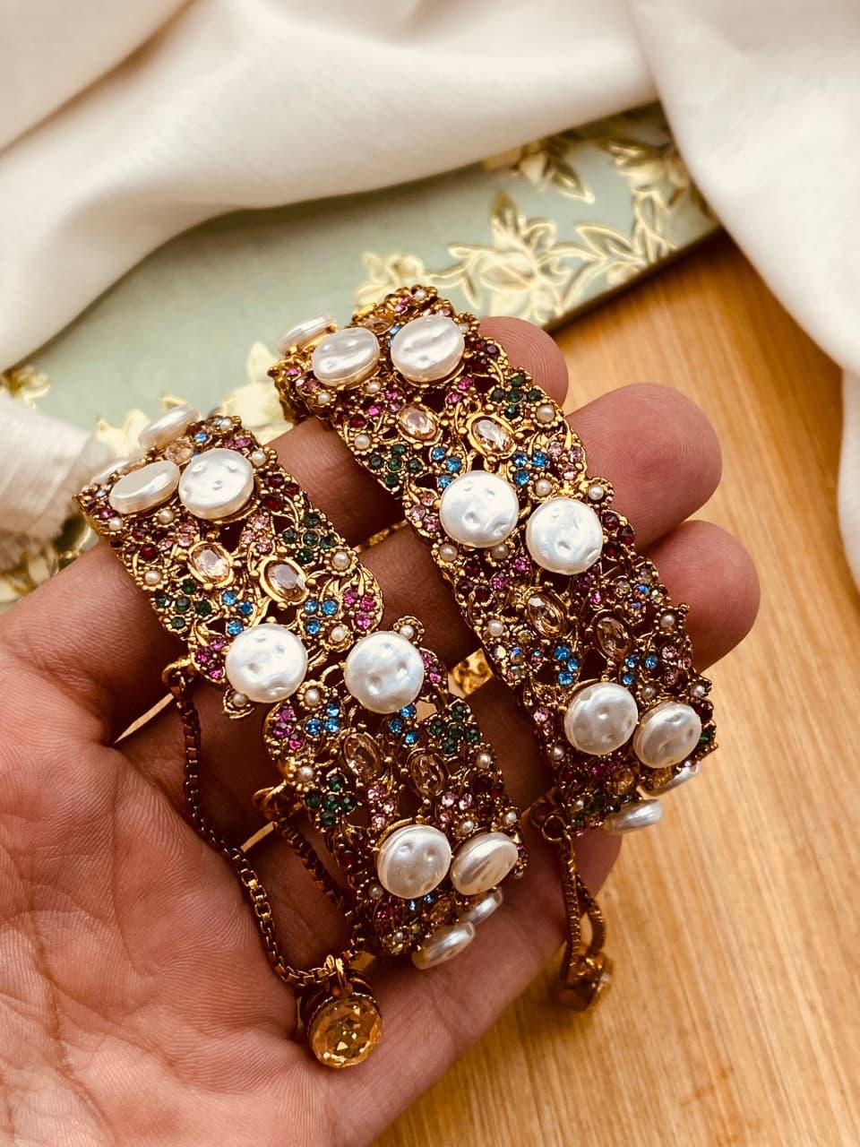 Turkish Mother Pearl Openable Bangles-2776 Nayab Jewellery