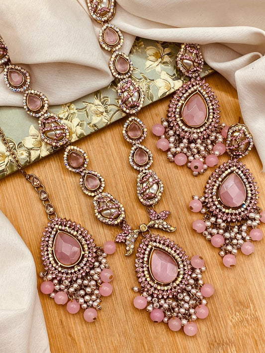 Turkish Mother pearl Long Mala set-2777 Nayab Jewellery