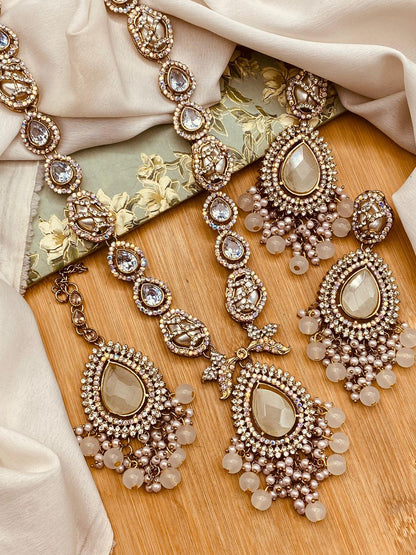 Turkish Mother pearl Long Mala set-2777 Nayab Jewellery