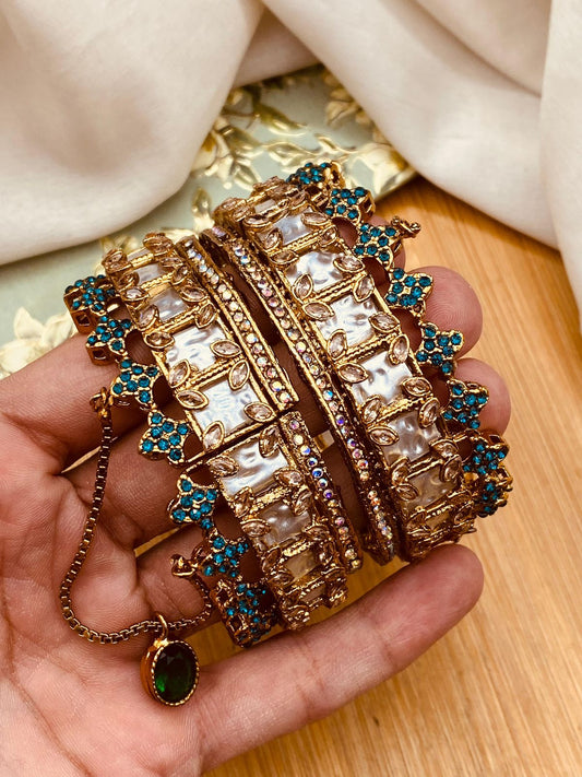 Turkish Mother Pearl openable Bangles (pair)-2779 Nayab Jewellery