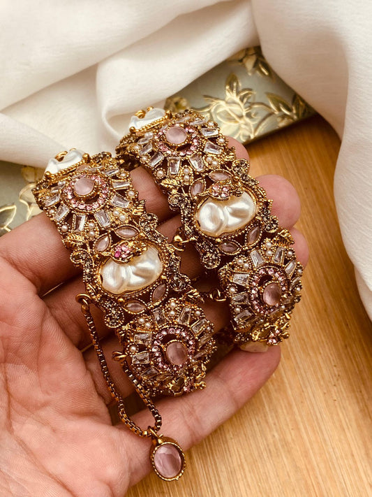 Turkish Mother Pearl openable Bangles (pair)-2780 Nayab Jewellery