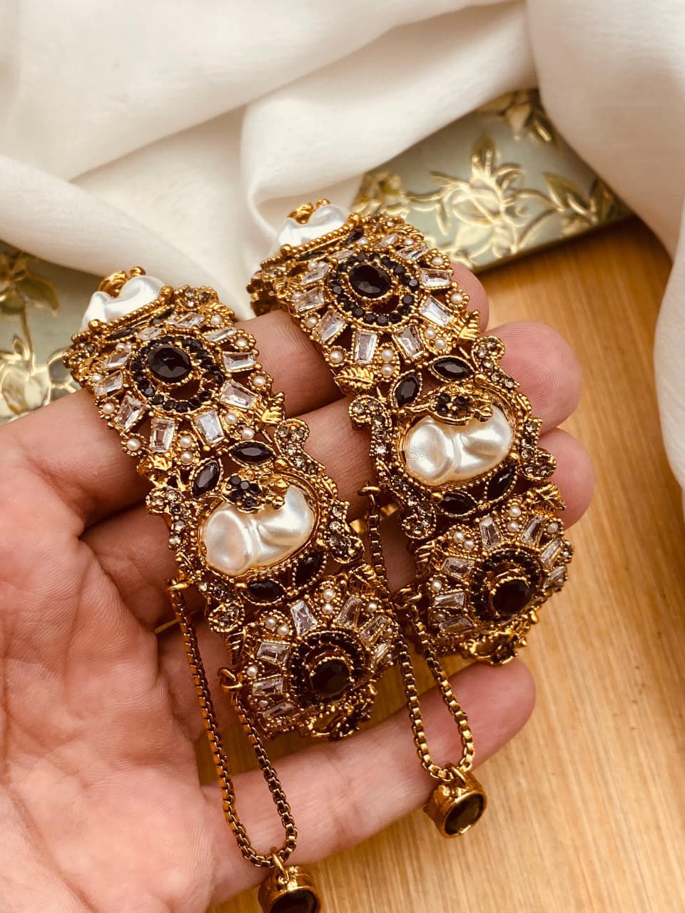 Turkish Mother Pearl openable Bangles (pair)-2780 Nayab Jewellery
