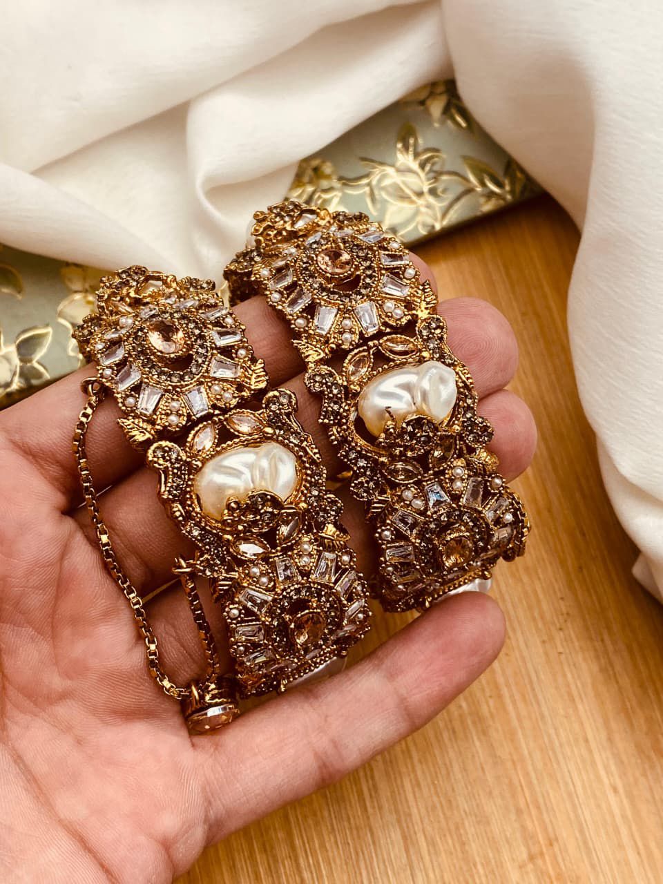 Turkish Mother Pearl openable Bangles (pair)-2780 Nayab Jewellery