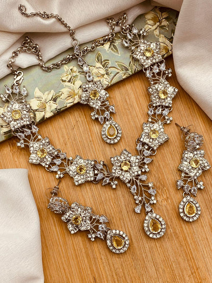 Turkish Necklace set-2816-Silver Nayab Jewellery