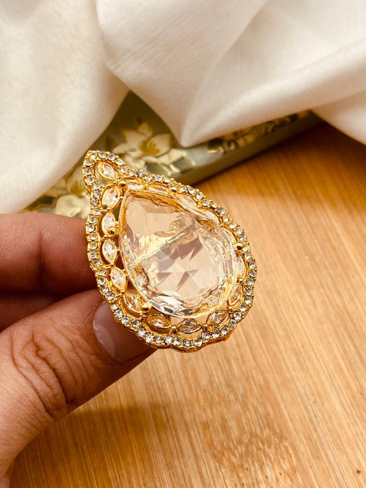 Egyptian  Big size Adjustable Ring-2415- D Doublet Stone