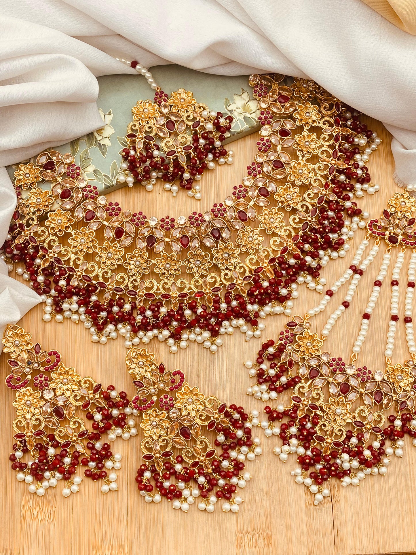 Real Stones Zarcon Bridal Necklace set-2894