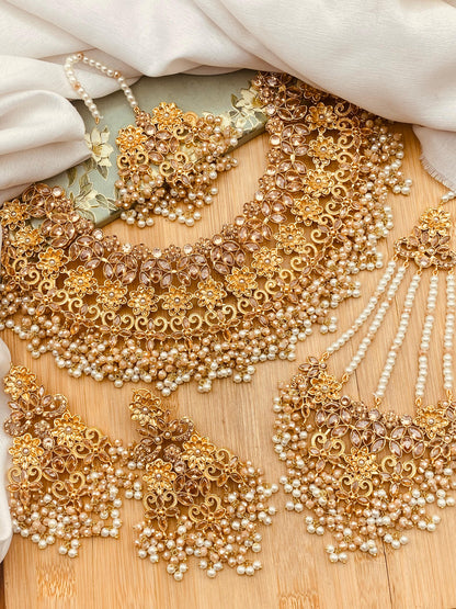 Real Stones Zarcon Bridal Necklace set-2894