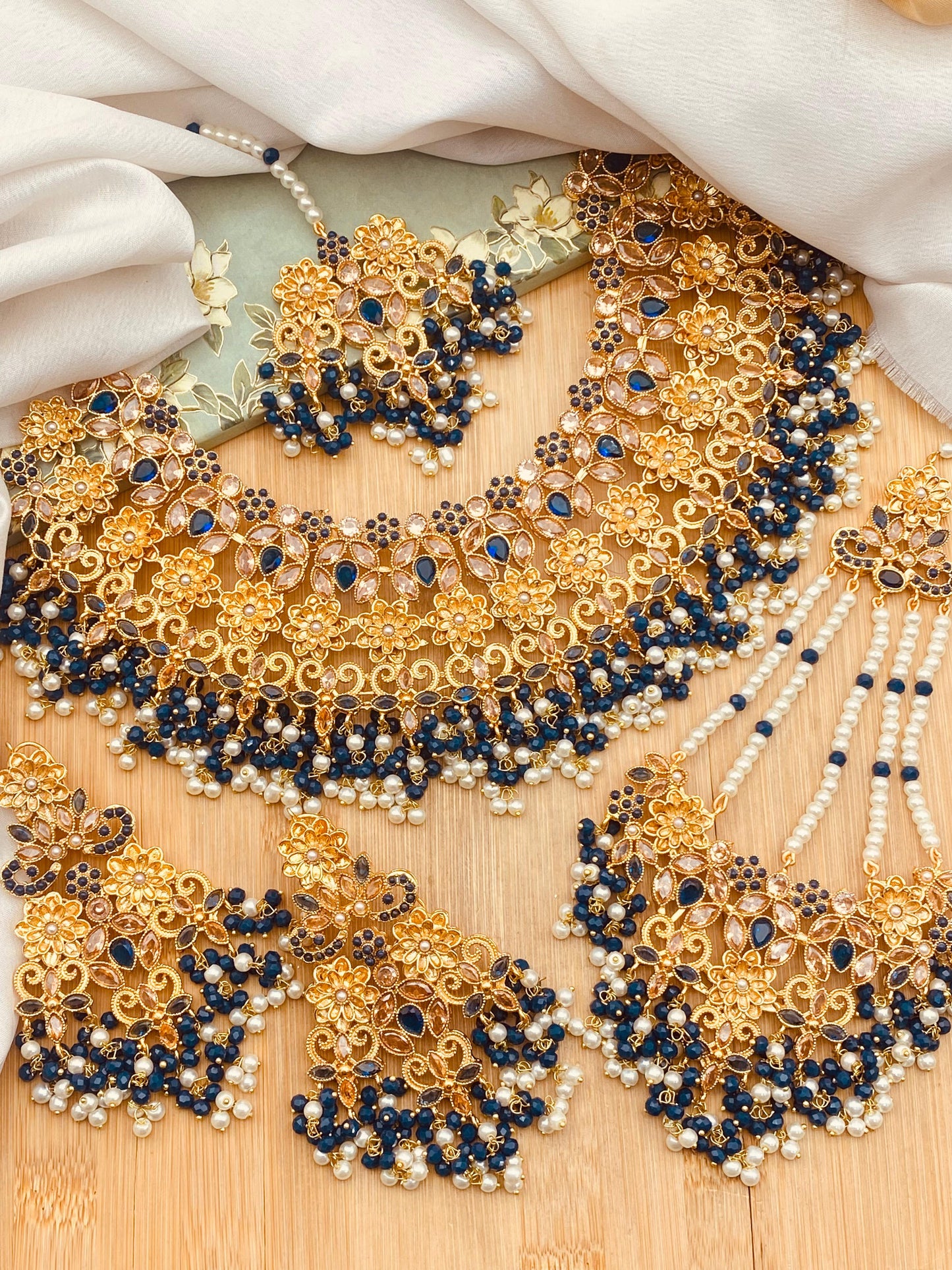 Real Stones Zarcon Bridal Necklace set-2894