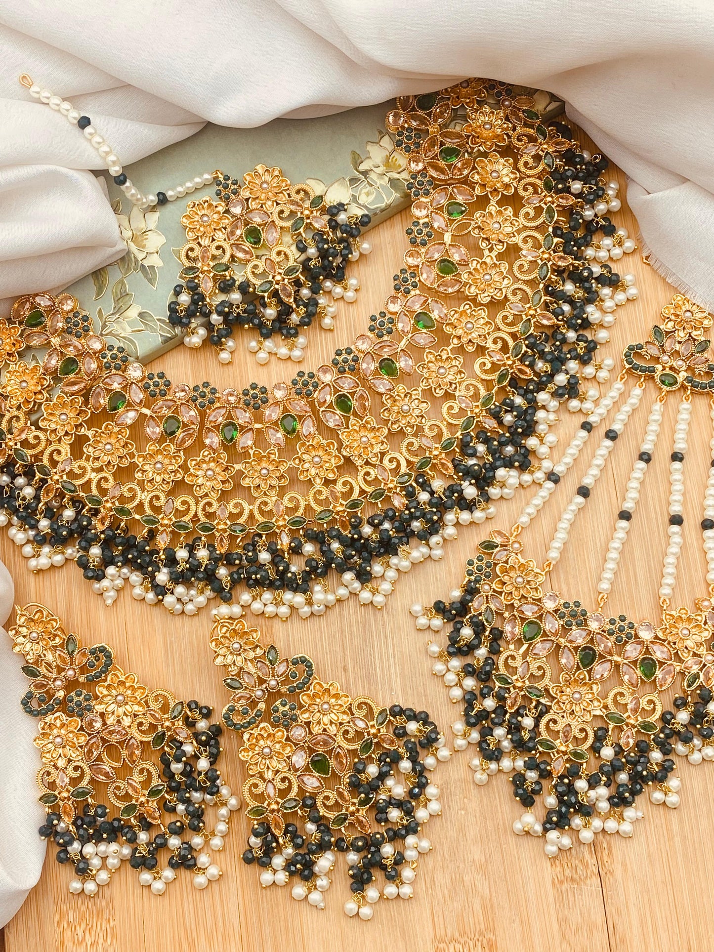 Real Stones Zarcon Bridal Necklace set-2894