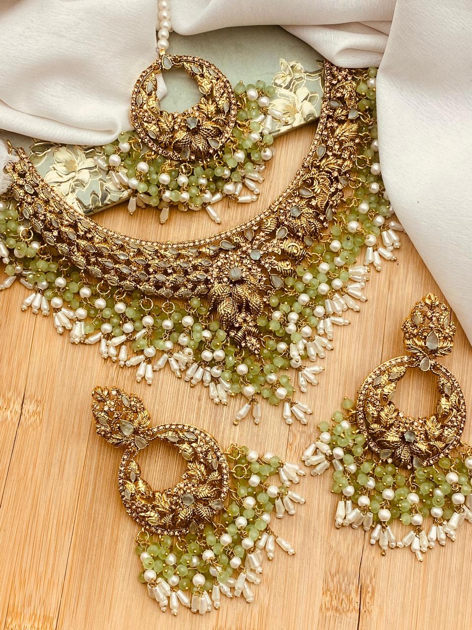 Hafsa Designer Bridal set with baali Tika BR-801