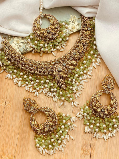 Hafsa Designer Bridal set with baali Tika BR-801