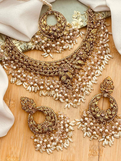 Hafsa Designer Bridal set with baali Tika BR-801