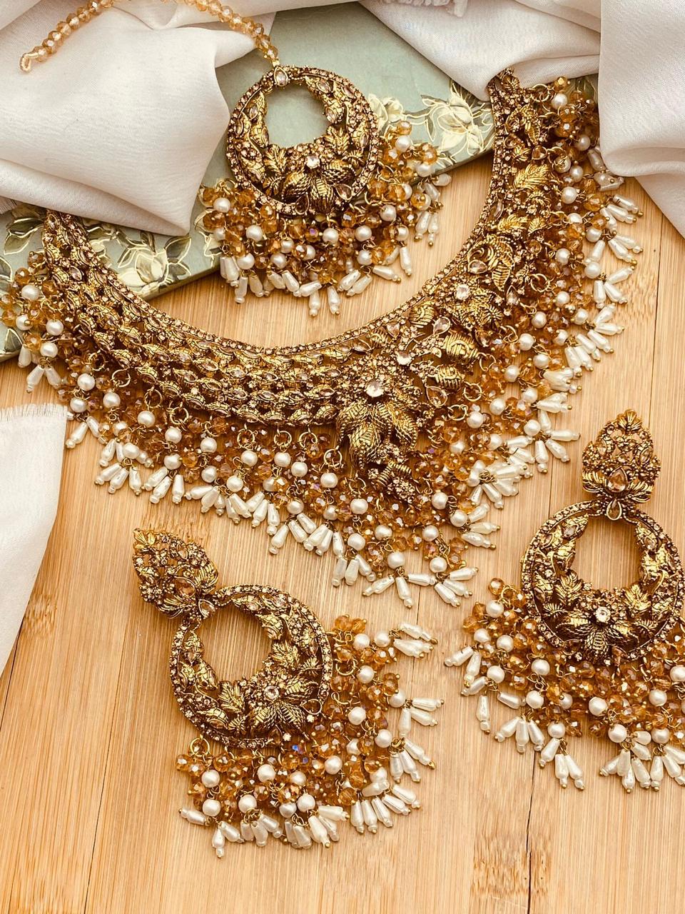 Hafsa Designer Bridal set with baali Tika BR-801