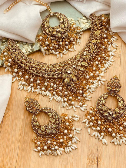 Hafsa Designer Bridal set with baali Tika BR-801