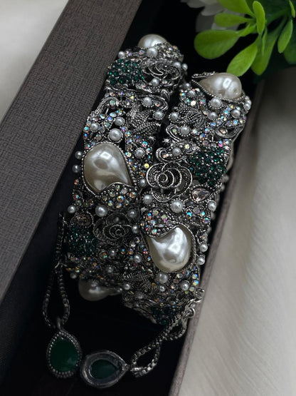 Turkish Victorian Polish Mother Pearl Openable Bangles (pair) -2722- V