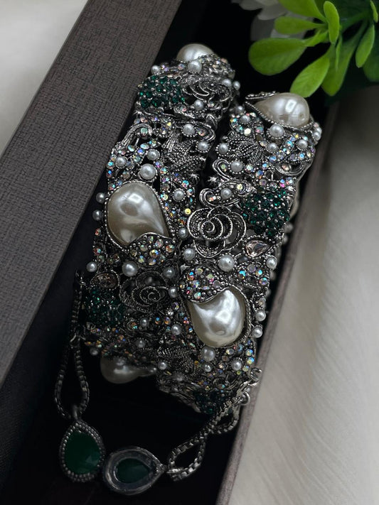 Turkish Victorian Polish Mother Pearl Openable Bangles (pair) -2722- V