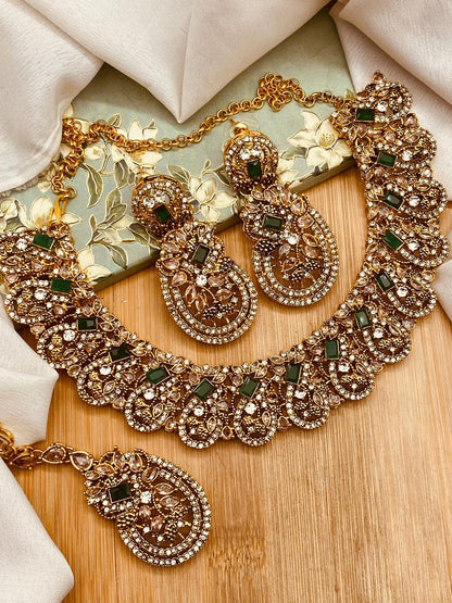 Afra Zarcon Necklace set Golden N-103
