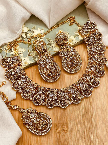Afra Zarcon Necklace set Golden N-103