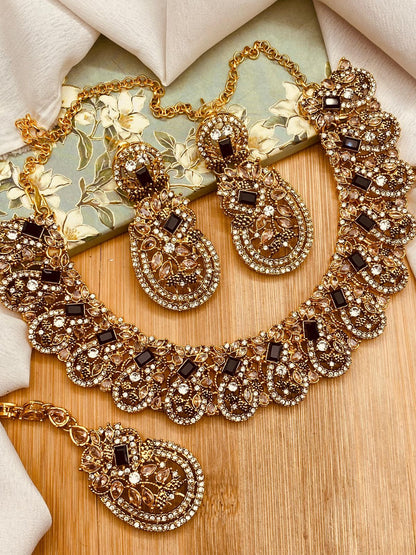 Afra Zarcon Necklace set Golden N-103