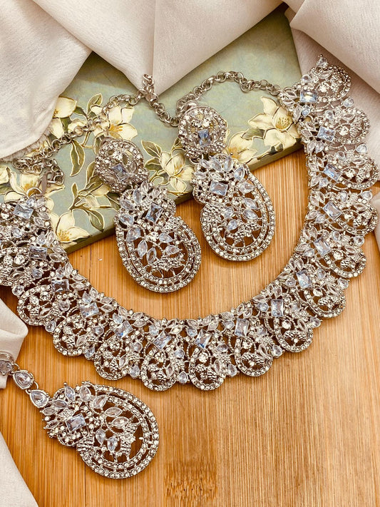 Afra Zarcon Necklace set Silver N-103