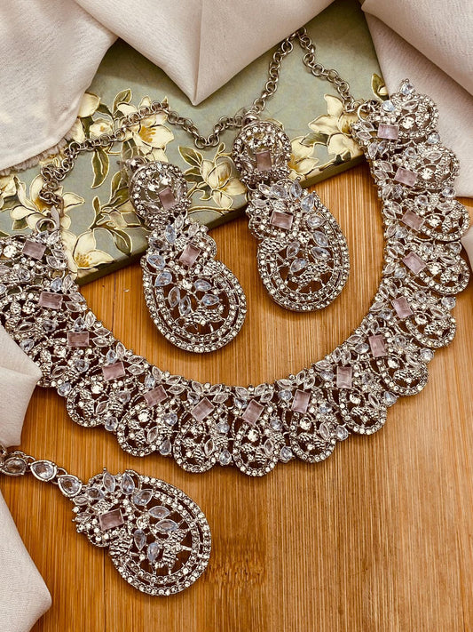 Afra Zarcon Necklace set Silver N-103