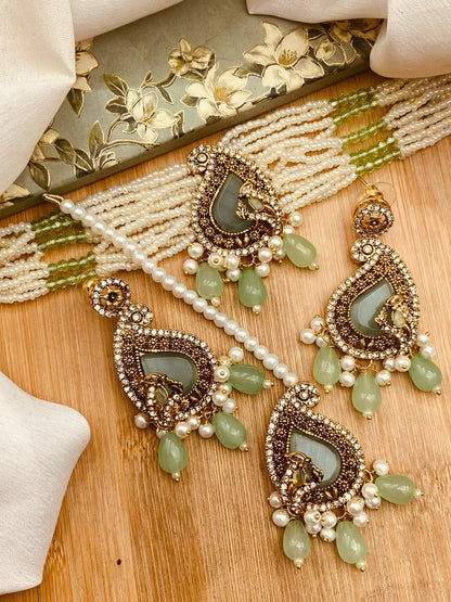 Turkish Teardrop Motif Guluband set N-113-Golden