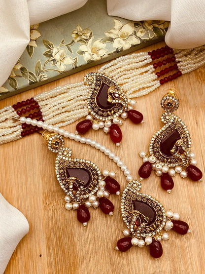 Turkish Teardrop Motif Guluband set N-113-Golden