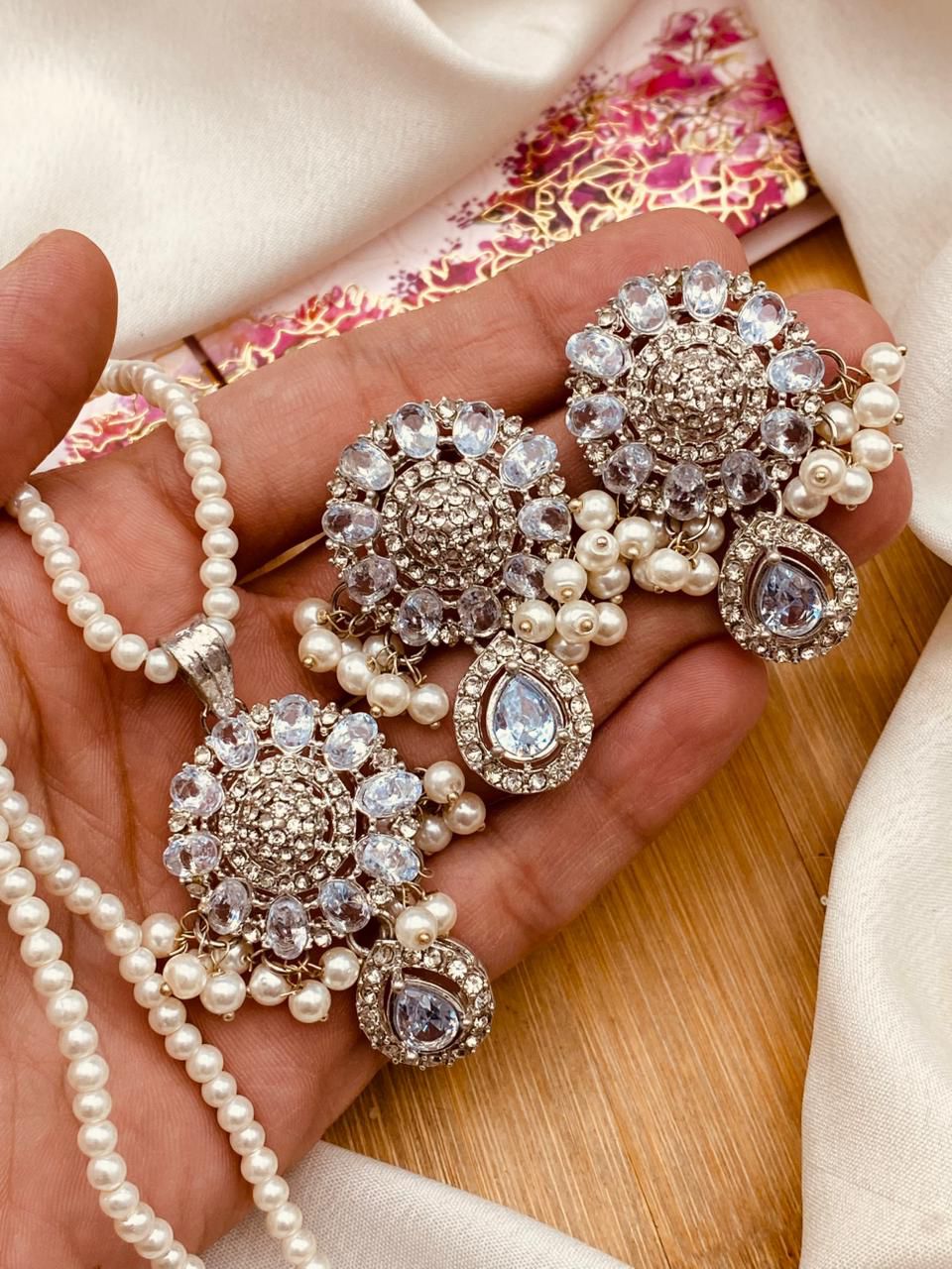 Egyptian Locket Set with mala L-910-Silver