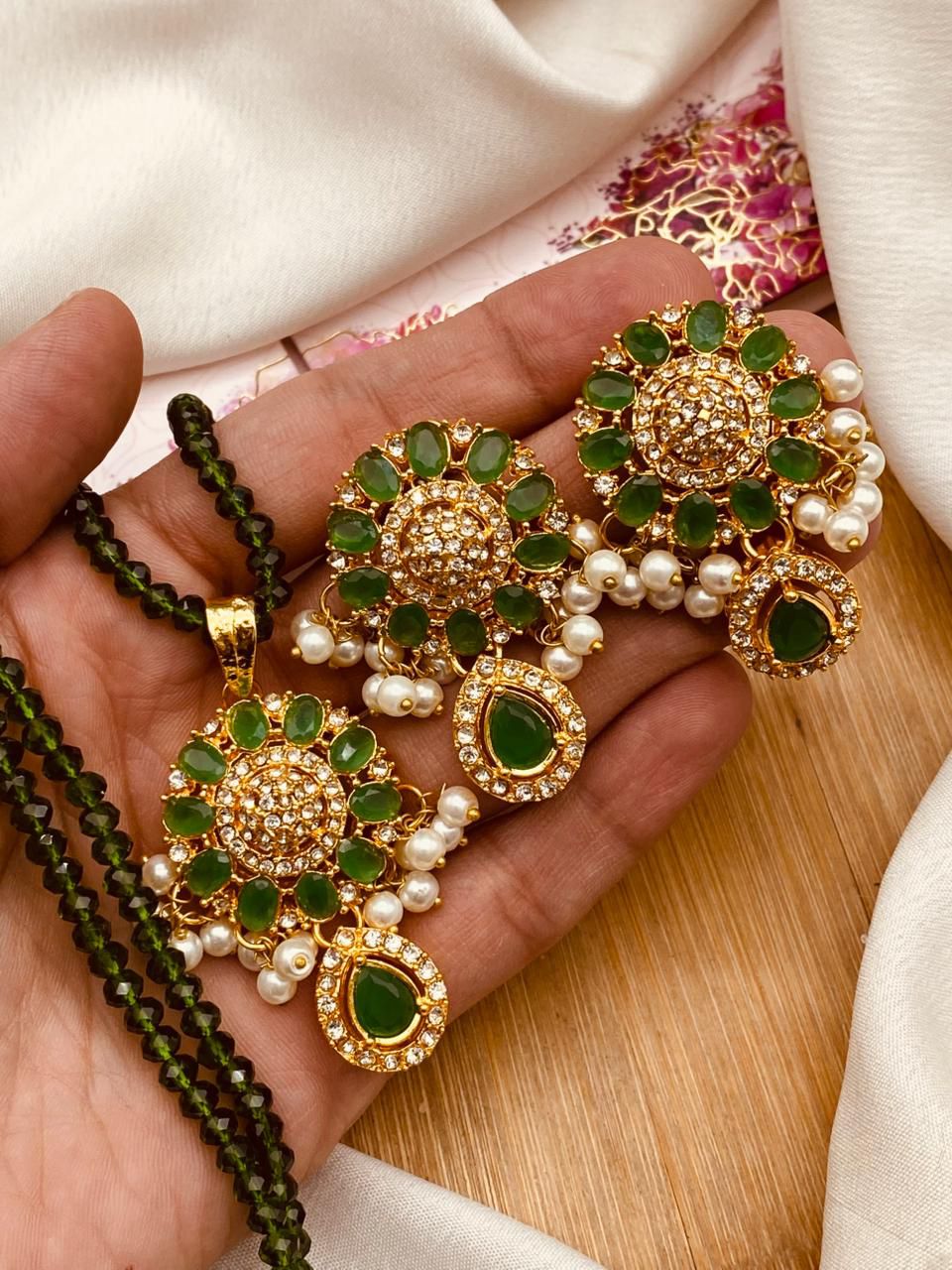 Egyptian Locket Set with mala L-910-Golden