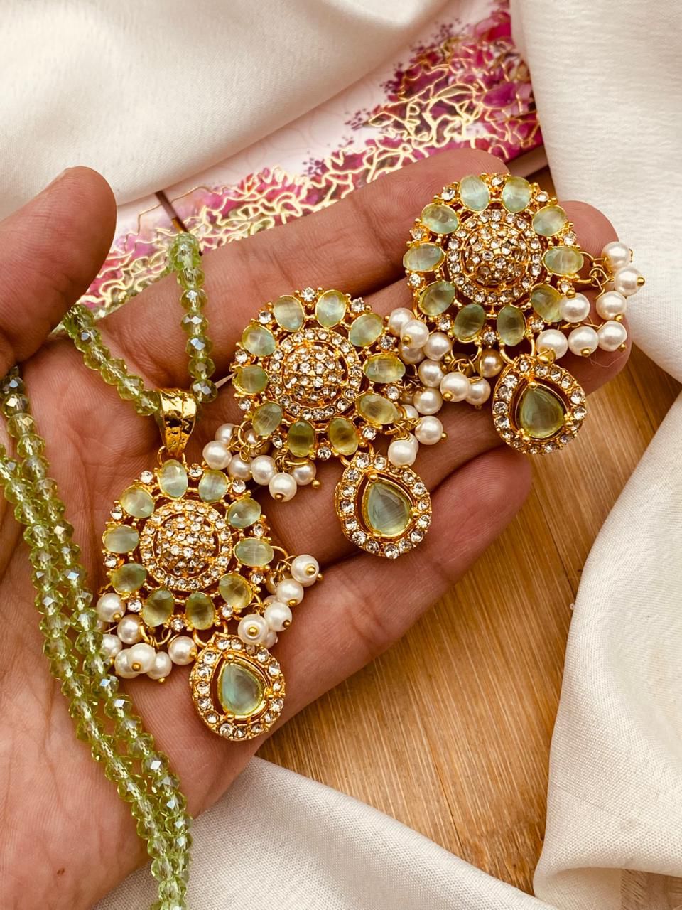 Egyptian Locket Set with mala L-910-Golden