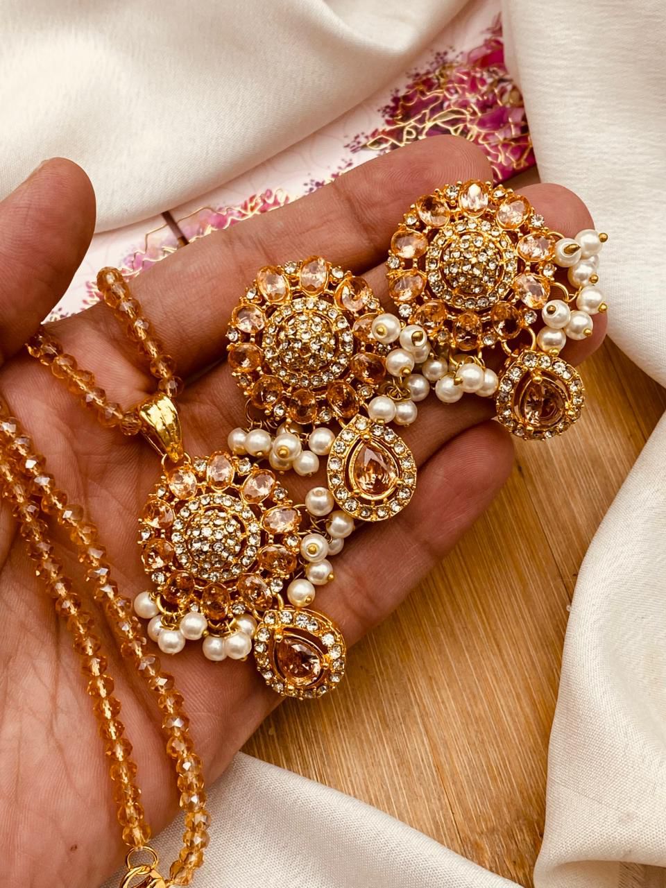 Egyptian Locket Set with mala L-910-Golden