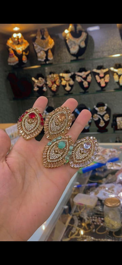 Turkish Zirconia adjustable Ring R-416-Golden